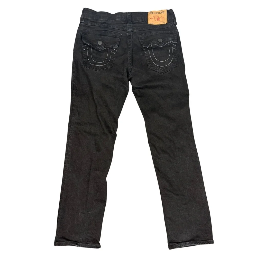 True Religion Ricky Relaxed Straight Leg Jeans‎ Mens 33 Black Denim RN112790